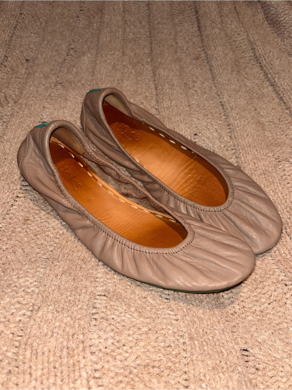 Tieks by Gavrieli Taupe Nude Leather Ballet Flats Women’s Size 9 US